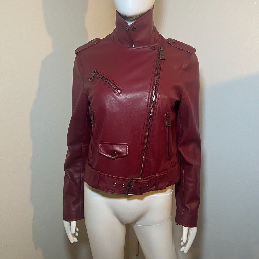 DKNY Asymmetrical Zipper Moto Jacket S High-Neck Indie Sleaze Grunge Vampy Model
